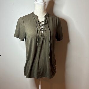 Olive Lace-Up Women's Top